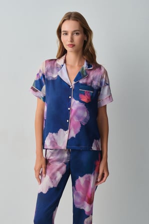 Suwen Floral Gömlek Yaka Pijama Takımı