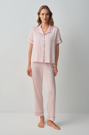 Suwen Clara Gömlek Yaka Pijama Takımı