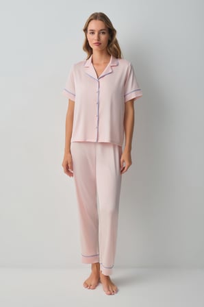 Suwen Clara Gömlek Yaka Pijama Takımı