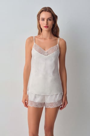 Suwen Bride Dantelli İnce Askılı Pijama Üstü