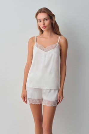 Suwen Bride Dantelli İnce Askılı Pijama Üstü