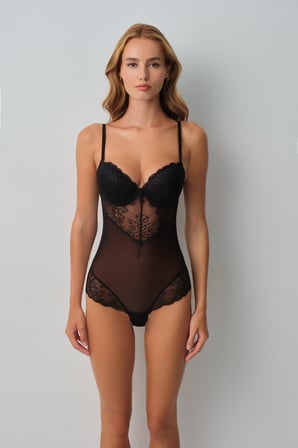 Suwen Private Dantelli Balenli Yarı Destekli Body