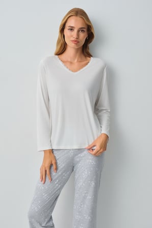 Suwen Griss Pamuklu Pijama Takımı