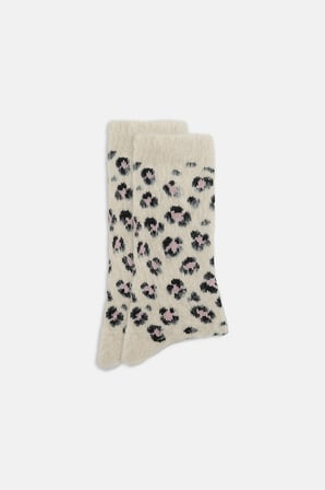 Suwen Fluffy Leopar Desenli Soket Çorap
