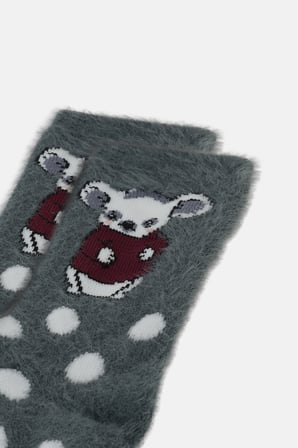 Suwen Fluffy Bear Dots Soket Çorap