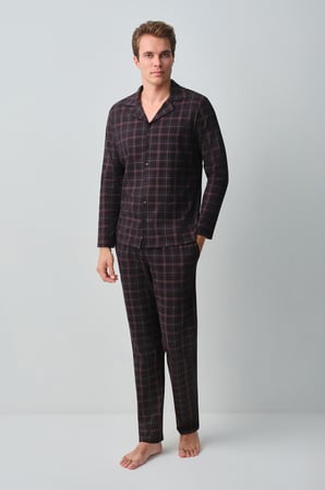 Suwen James Erkek Pamuklu Gömlek Yaka Pijama Takımı