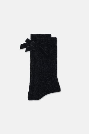 Suwen Fluffy Velvet Ribbon Soket Çorap