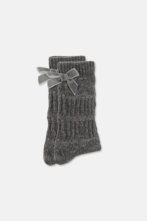Suwen Fluffy Velvet Ribbon Soket Çorap