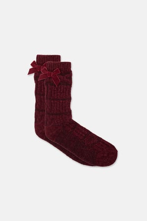 Suwen Fluffy Velvet Ribbon Soket Çorap