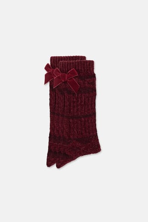Suwen Fluffy Velvet Ribbon Soket Çorap