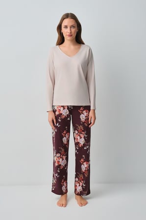 Suwen Mimoza Pamuklu Pijama Takımı