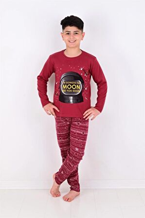 Erkek Çocuk Pijama Takımı Moon Uzun Kollu Pamuklu 1008