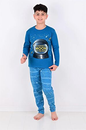 Erkek Çocuk  Pijama Takimi Moon Uzun Kollu 1008 Pamuklu