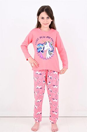 Kız Çocuk Uzun Kollu Pijama Takımı My Friend Unicorn
