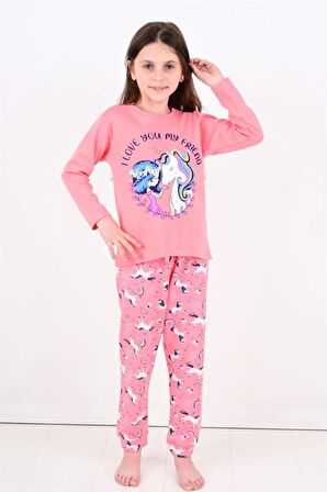 Kız Çocuk Uzun Kollu Pijama Takımı My Friend Unicorn