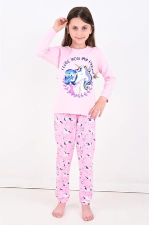 Kız Çocuk Uzun Kollu Pijama Takımı My Friend Unicorn