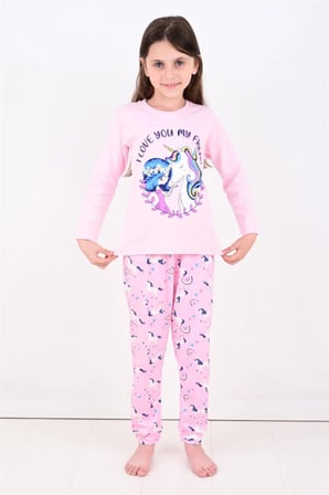 Kız Çocuk Uzun Kollu Pijama Takımı My Friend Unicorn