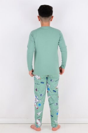 Far Out Uzun Kollu Erkeke Çocuk Pijama Takımı Yeşil