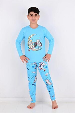 Far Out Uzun Kollu Erkeke Çocuk Pijama Takımı Mavi