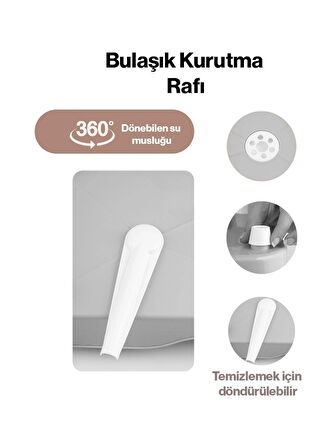 Porsima AKL-060 Beyaz Lüks Tabaklık Bulaşıklık-Yönlendirilebilir Su Akıtma Kanallı Bulaşık Sepeti-Kaşıklıklı