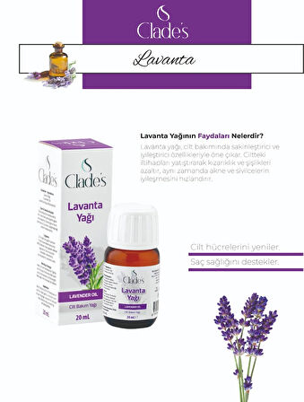 Clades Lavanta Yağı 20 ml - Cilt Bakım Yağı Lavender Oil