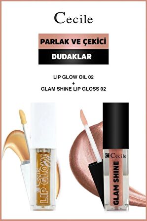 Cecile Glam Shine-Lip Oil Parlak Dudaklar Bakım ve Makyaj Seti 02-02