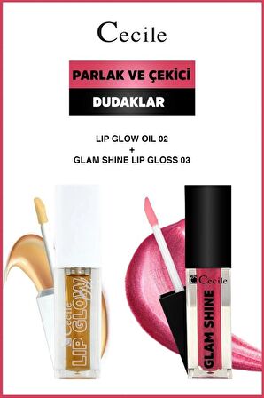 Cecile Glam Shine-Lip Oil Parlak Dudaklar Bakım ve Makyaj Seti 02-03