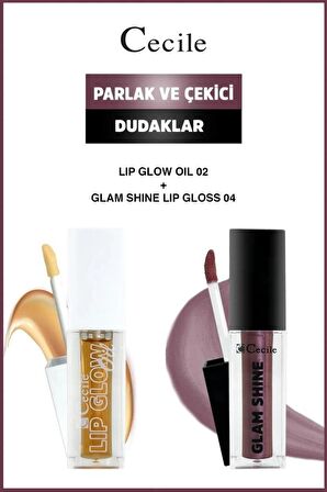 Cecile Glam Shine-Lip Oil Parlak Dudaklar Bakım ve Makyaj Seti 02-04