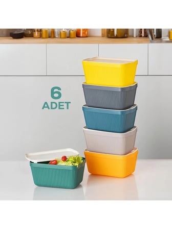 Porsima 1037 Çok Amaçlı Gıda Erzak Bakliyat Saklama Kabı Dolap Içi Organizer 6'lı 1,5 L Still Box