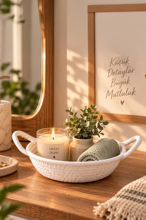 Porsima 15289 Çok Amaçlı Hasır Sepet Düzenleyici Ekmeklik Beyaz