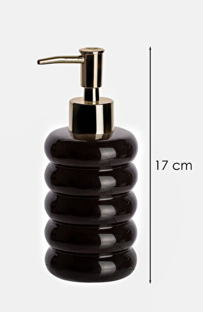 Porsima 3204 Porselen Sıvı Sabunluk - Tezgah Üstü Banyo Mutfak Lavabo Sabunluğu - 275 cc-Siyah 