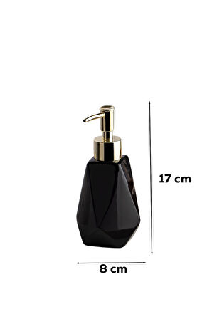 Porsima 3203 Porselen Sıvı Sabunluk - Tezgah Üstü Banyo Mutfak Lavabo Sabunluğu - 250 cc Siyah