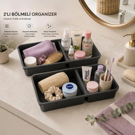 Porsima Wh-72 Antrasit 2 Bölmeli Çok Amaçlı Düzenleyici Organizer Antrasit