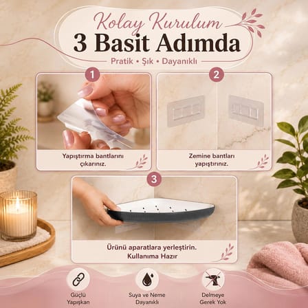 Porsima 0447 İstiridye Banyo Köşe Rafı - Paslanmaz Yapışkanlı Duş Rafı Banyo Düzenleyici Organizer - Antrasit