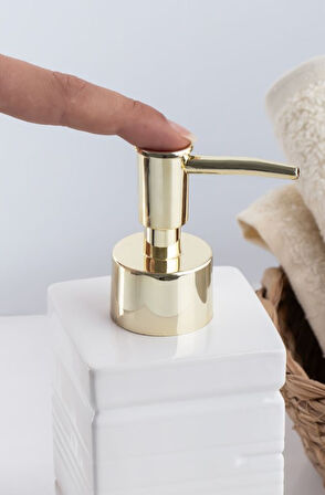 Porsima 3206 Seramik Sıvı Sabunluk - Tezgah Üstü Banyo Mutfak Lavabo Sabunluğu - 275 cc-BEYAZ 