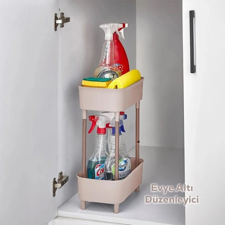 Porsima 1130 İki Katlı Raf - Çok Amaçlı Mutfak Banyo Düzenleyici Organizer - Cappuccino