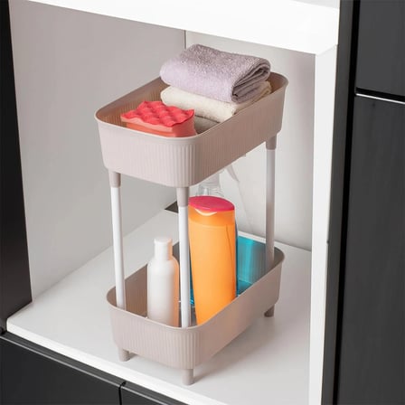 Porsima 1130 İki Katlı Raf - Çok Amaçlı Mutfak Banyo Düzenleyici Organizer - Cappuccino