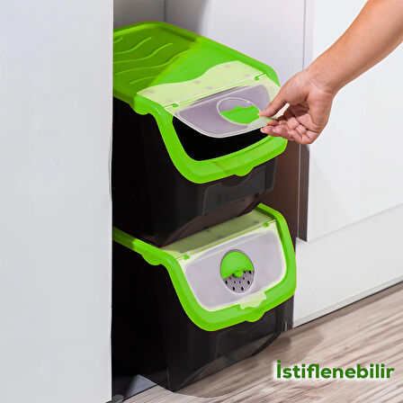 Porsima 1506 2'li 12l Çok Amaçlı Erzak Saklama Kutusu Sebzelik Yeşil