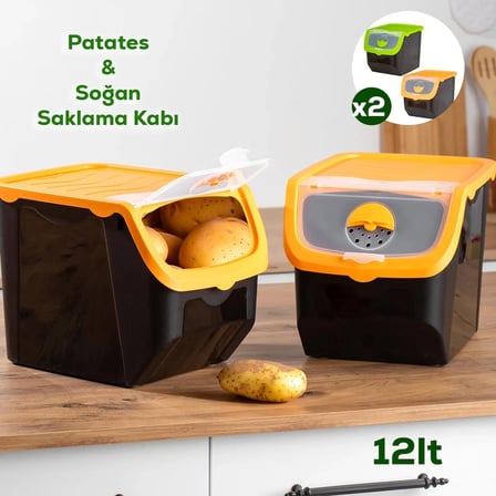 Porsima 1506 2'li 12 L Çok Amaçlı Erzak Saklama Kutusu Sebzelik