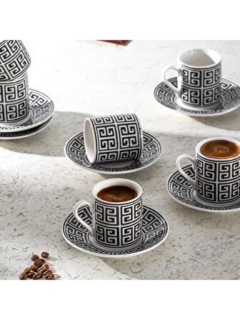 Porsima Perotti Yx01 Desenli 6 Kişilik Porselen Fincan Takımı 90c