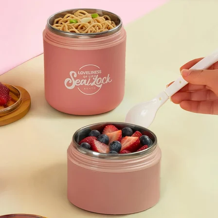 Porsima 5326 Çelik Yemek Termosu Lunch Box Taşınabilir Yemek Kabı Termos 200+650 mL
