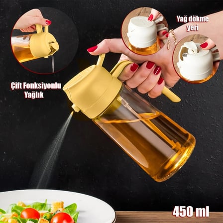 Porsima Alk-3157 Çok Amaçlı Cam Sprey Şişe Yağlık Yağdanlık Sarı