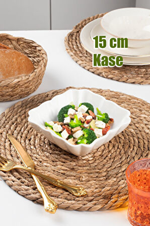 Porsima 1749N Porselen Servis Tabağı Salata Çerez Sunum Meze Yemek Kasesi 15 cm