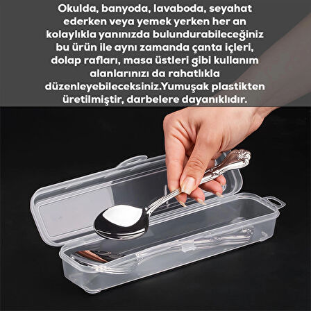 Porsima Te-192 6 lı Makyaj Fırçası Kalemlik Diş Fırçası Kabı Çatal Kaşık Bıçak Saklama Kutusu Kabı Seti