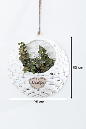 Porsima 2065 Beyaz Dekoratif Çok Amaçlı Saksılık Hasır Modelli Saksı Çiçeklik 25x25cm