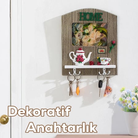 Porsima 2070 Duvara Montajlı Dekoratif Anahtarlık - Duvar Askılı Anahtar Düzenleyici 22X26,5cm