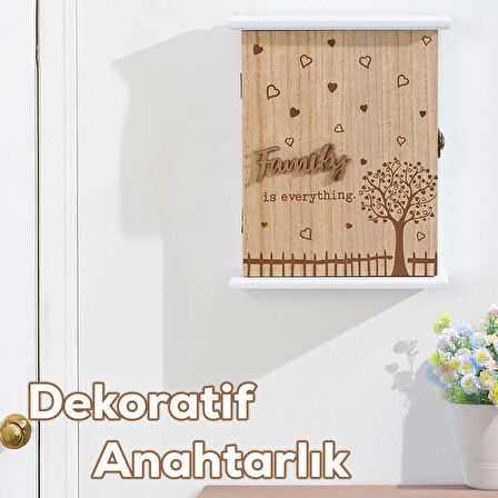 Porsima 2072 Duvara Montajlı Dekoratif Anahtarlık Dolabı - Duvar Askılı Anahtar Saklama Kabini 18,5X25,5cm