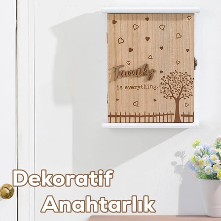 Porsima 2072 Duvara Montajlı Dekoratif Anahtarlık Dolabı - Duvar Askılı Anahtar Saklama Kabini 18,5X25,5cm