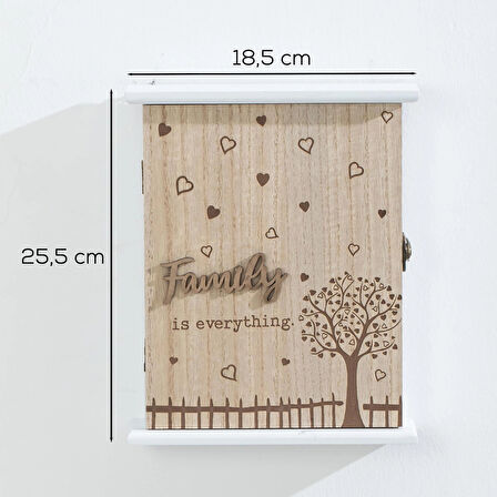Porsima 2072 Duvara Montajlı Dekoratif Anahtarlık Dolabı - Duvar Askılı Anahtar Saklama Kabini 18,5X25,5cm