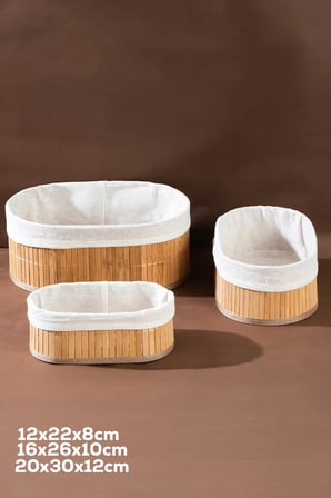 Posima 2082 Oval 3lü Pinterest Sepet Bambu Sepet seti Dekoratif Banyo Mutfak Düzenleyici Organizeri 